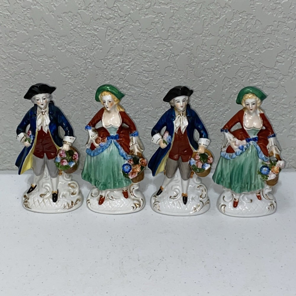 VTG Made In Occupied Japan Musician Courting 2 Couples Colonial Lot 4 Figures